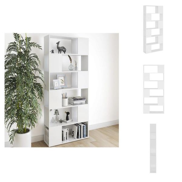 Vidaxl Libreria Divisoria Bianca 80X24X186 Cm In Materiale Ligneo - Librerie E Scaffali-image