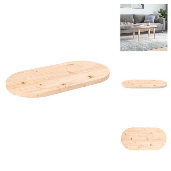 Vidaxl Piano Tavolo 70X35X2,5 Cm In Legno Massiccio Di Pino Ovale - Piani Tavolo-image