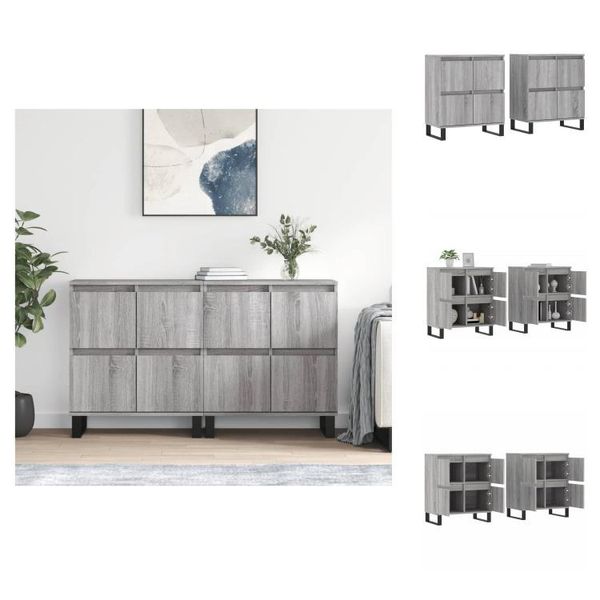 Vidaxl Credenze 2 Pz. Materiale A Base Di Legno Sonoma Grigio - Credenze-image