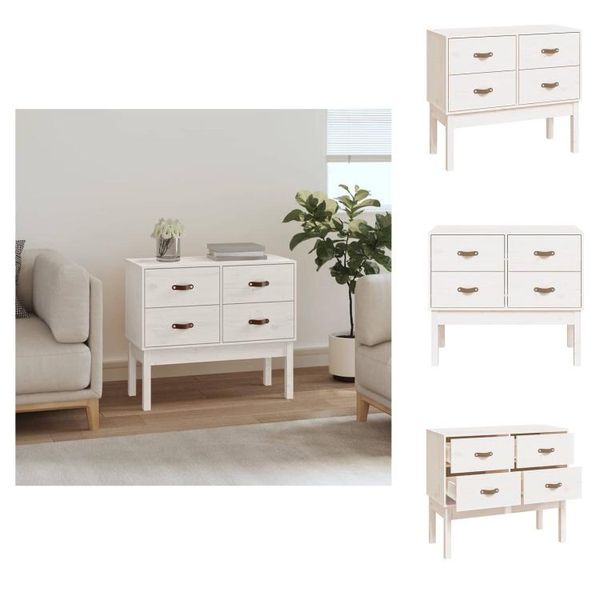 Vidaxl Mobile Console Bianco 90X40X78 Cm Pino Massiccio - Credenze-image
