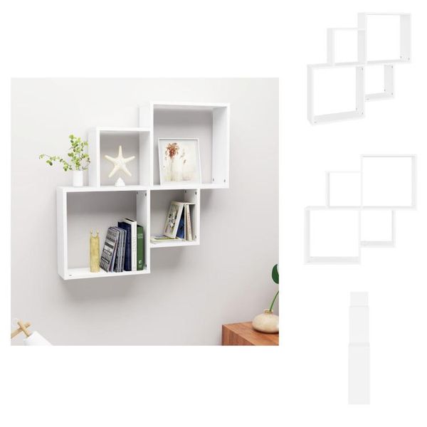 Vidaxl Scaffale A Cubo Bianco 80X15X78,5 Cm In Legno - Mensole A Muro-image
