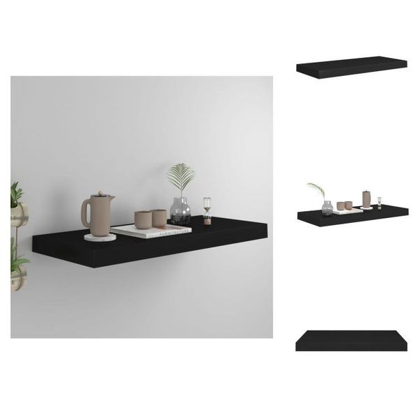 Vidaxl Scaffale A Muro Galleggiante Nero 60X23,5X3,8 Cm Mdf - Scaffali A Muro-image