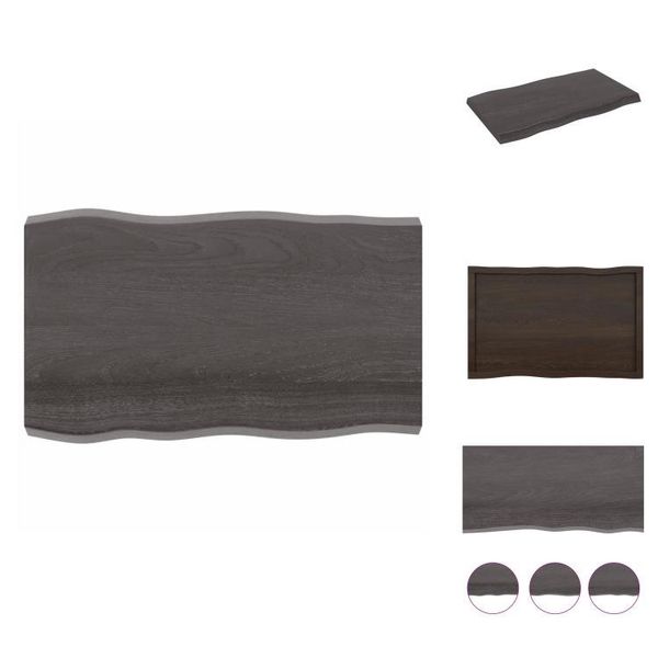 Vidaxl Piano Da Tavolo 100X60X(2-6) Cm In Legno Massiccio Trattato Bordo Albero - Piani Da Tavolo-image