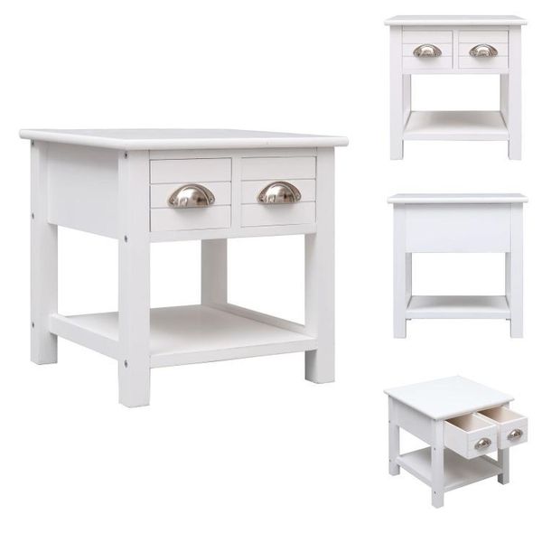 Vidaxl Tavolino Bianco 40X40X40 Cm In Legno Di Paulownia - Tavolini-image