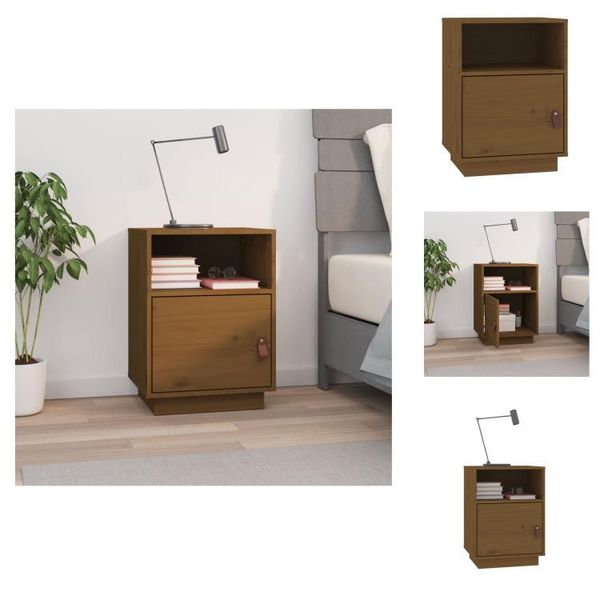 Vidaxl Comodino Marrone Miele 40X34X55 Cm In Legno Di Pino Massiccio - Comodini-image