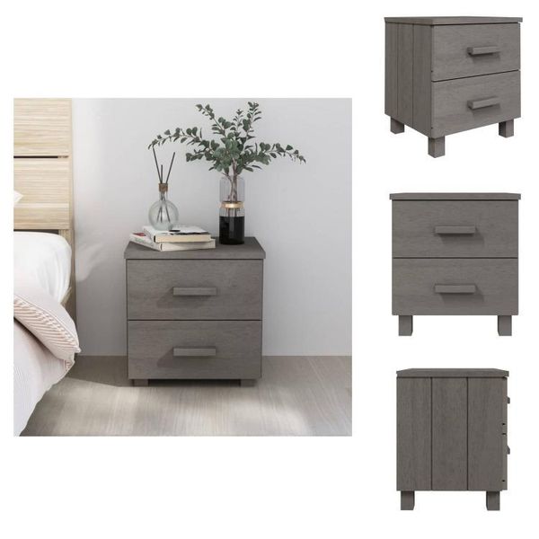 Vidaxl Comodino Hamar Grigio Chiaro 40X35X44,5 Cm In Legno Di Pino Massiccio - Comodini-image