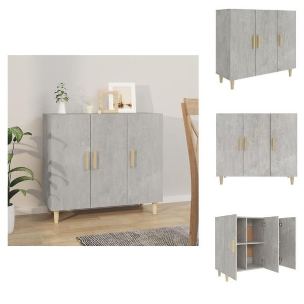 Vidaxl Credenza Grigio Cemento 90X34X80 Cm Materiale Legno - Credenze-image