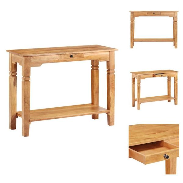 Vidaxl Tavolino 100X40X76 Cm In Legno Massiccio Di Acacia - Tavolini-image