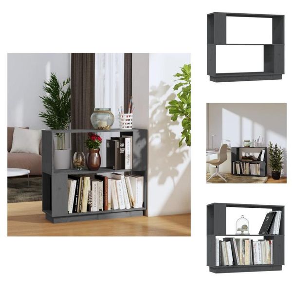 Vidaxl Libreria/Divisorio Grigio 80X25X70 Cm In Legno Di Pino Massiccio - Librerie E Scaffalature-image