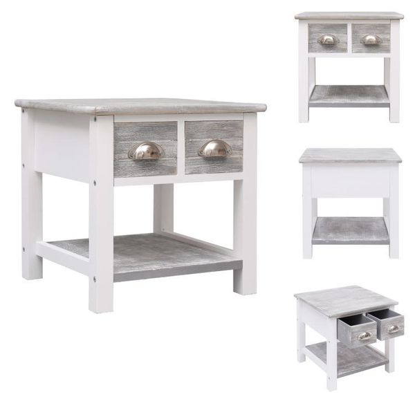 Vidaxl Tavolino Grigio 40X40X40 Cm In Legno Di Paulownia - Tavolini-image