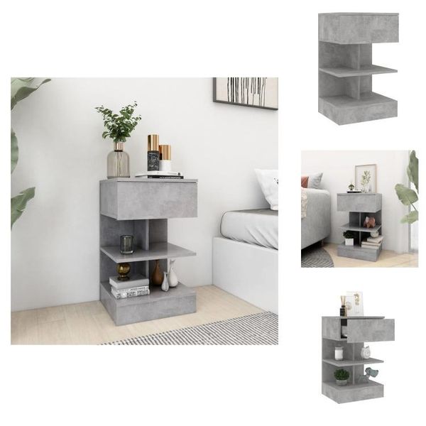 Vidaxl Comodino Grigio Cemento 40X35X65 Cm Materiale A Base Di Legno - Comodini-image
