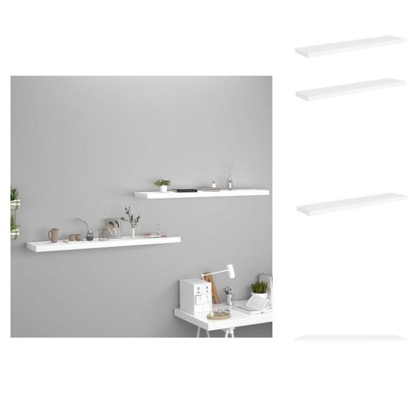 Vidaxl Mensole Galleggianti 2 Pz. Bianco 120X23,5X3,8 Cm Mdf - Mensole A Muro-image