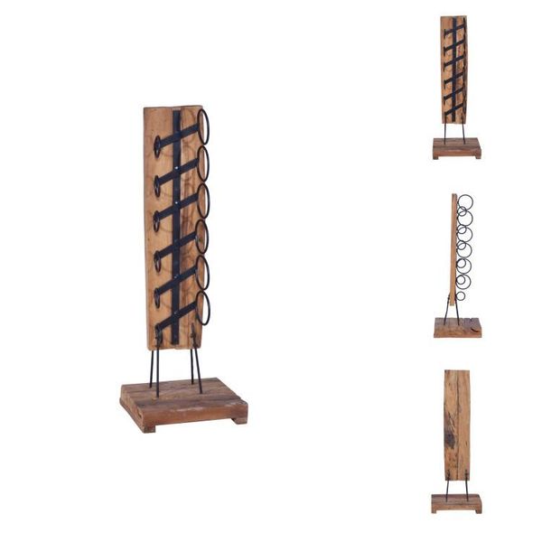 Vidaxl Portabottiglie Per 6 Bottiglie 35X35X100 Cm In Legno Massiccio Teak - Portabottiglie-image