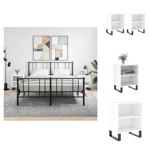 Vidaxl Comodini 2 Pz. Bianco 40X30X50 Cm Materiale A Base Di Legno - Comodini-image