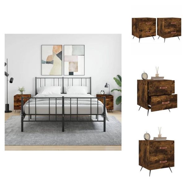 Vidaxl Comodini 2 Pz. Rovere Fumé 40X35X47,5 Cm Materiale A Base Di Legno - Comodini-image