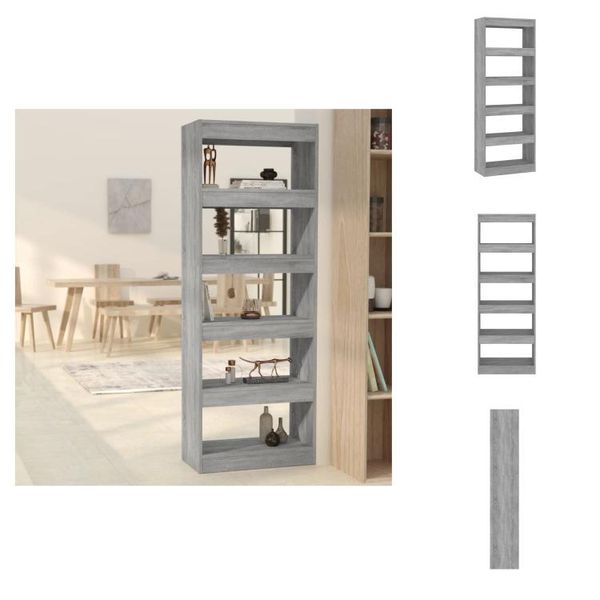 Vidaxl Libreria/Divisorio Grigio Sonoma 60X30X166 Cm Materiale A Base Di Legno - Librerie E Librerie-image
