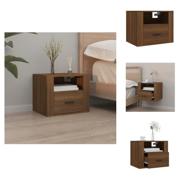Vidaxl Comodino A Parete Effetto Rovere Marrone 50X36X40 Cm - Comodini-image