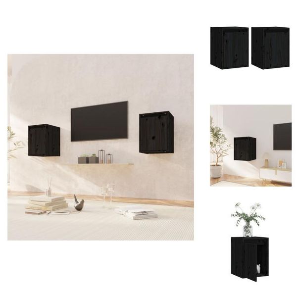 Vidaxl Armadi A Muro 2 Pezzi Neri 30X30X40 Cm In Legno Di Pino Massiccio - Mensole A Muro-image
