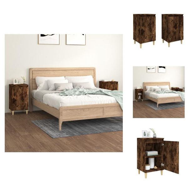 Vidaxl Comodini 2 Pz. Rovere Fumé 40X35X70 Cm Materiale A Base Di Legno - Comodini-image