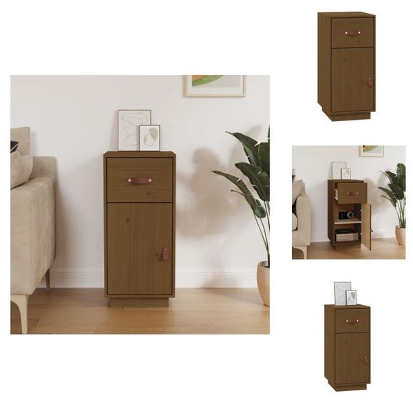 Vidaxl Credenza Marrone Miele 34X40X75 Cm In Legno Di Pino Massiccio - Credenze-image