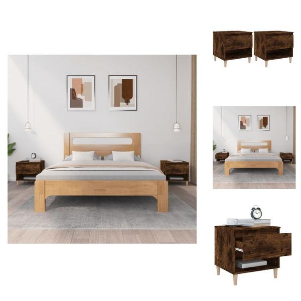 Vidaxl Comodini 2 Pz. Rovere Fumé 50X46X50 Cm Materiale A Base Di Legno - Comodini-image