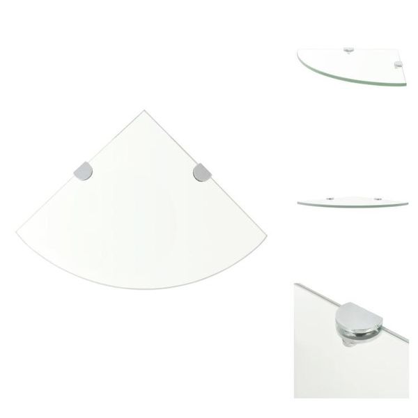 Vidaxl Mensola Ad Angolo Con Staffe Cromate In Vetro Trasparente 35 X 35 Cm - Mensole A Muro-image