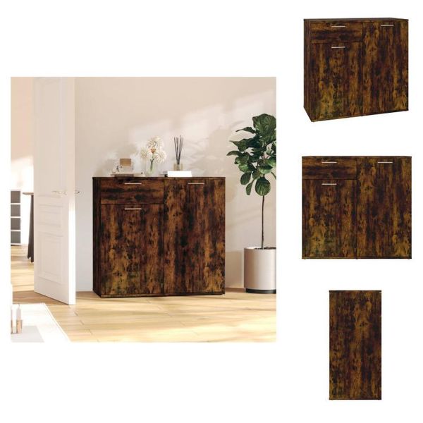 Vidaxl Credenza Rovere Fumé 80X36X75 Cm Materiale Legno - Credenze-image