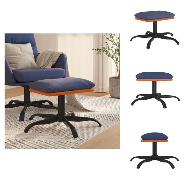 Vidaxl Sgabello Blu 60X60X36 Cm Tessuto E Pelle Finta - Sgabello Imbottito-image