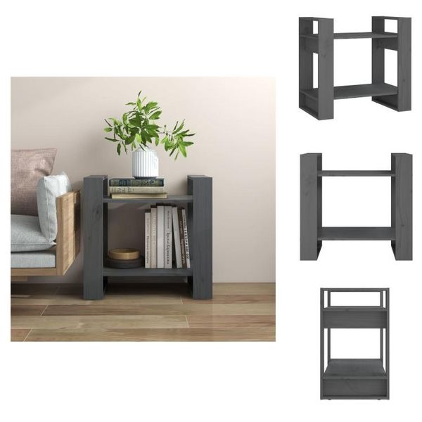 Vidaxl Libreria/Divisorio Grigio 60X35X57 Cm In Legno Di Pino Massiccio - Librerie E Scaffali-image