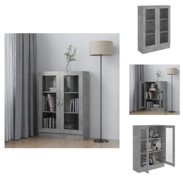 Vidaxl Vetrina Grigio Cemento 82,5X30,5X115 Cm In Legno - Librerie E Scaffali-image