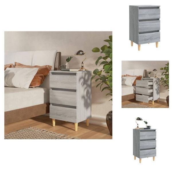 Vidaxl Comodino Con Gambe In Legno Massiccio Grey Sonoma 40X35X69 Cm - Comodini-image
