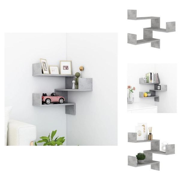 Vidaxl Mensola A Muro Angolare Grigio Cemento 40X40X50 Cm In Legno - Mensole A Muro-image