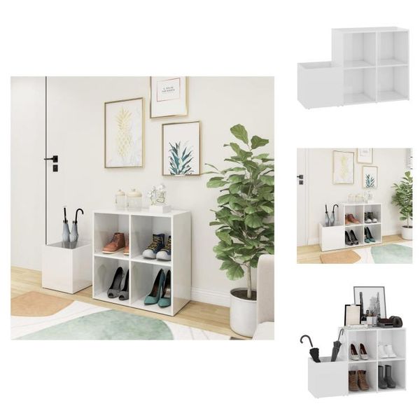 Vidaxl Scarpiera Da Corridoio Bianco Lucido 105X35,5X70 Cm In Legno - Scarpiere E Armadietti-image
