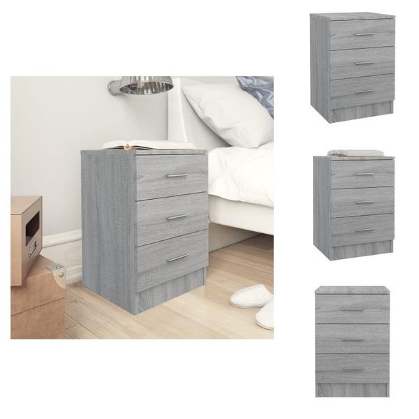 Vidaxl Comodino Grigio Sonoma 38X35X56 Cm Materiale A Base Di Legno - Comodini-image
