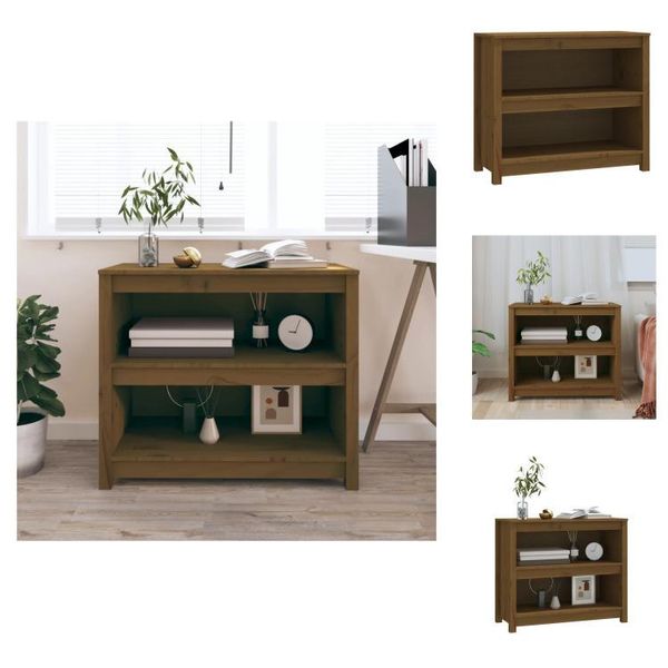 Vidaxl Libreria Marrone Miele 80X35X68 Cm In Legno Di Pino Massiccio - Librerie E Scaffali-image