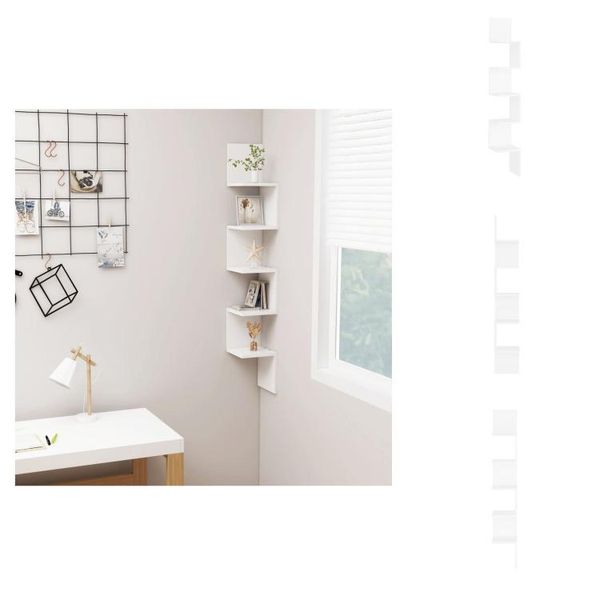 Vidaxl Scaffale A Muro Ad Angolo Bianco 20X20X127,5 Cm In Legno - Scaffali A Muro-image