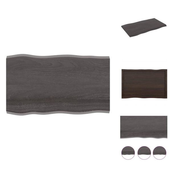 Vidaxl Piano Da Tavolo 100X60X(2-4) Cm In Legno Massiccio Trattato Bordo Albero - Piani Da Tavolo-image