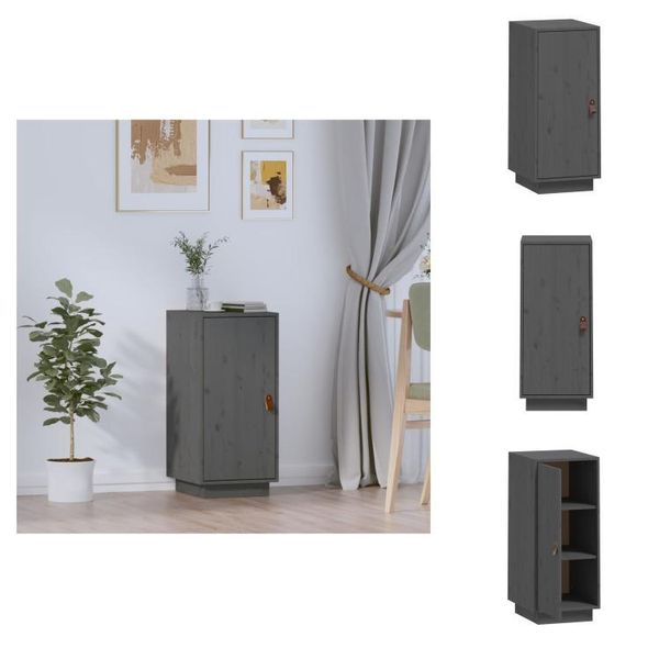 Vidaxl Credenza Grigia 34X40X75 Cm In Legno Di Pino Massiccio - Credenze-image