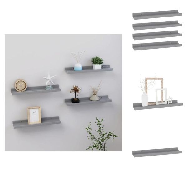 Vidaxl Mensole Da Parete 4 Pz. Grigio 40X9X3 Cm - Mensole A Muro-image