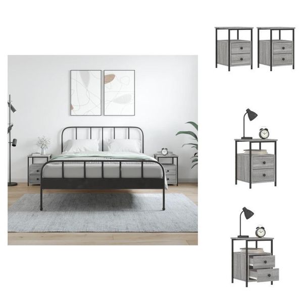 Vidaxl Comodini 2 Pz. Grigio Sonoma 34X35,5X50 Cm Materiale A Base Di Legno - Comodini-image