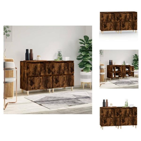 Vidaxl Credenze 2 Pz. Rovere Affumicato 60X35X70 Cm Materiale A Base Di Legno - Credenze-image