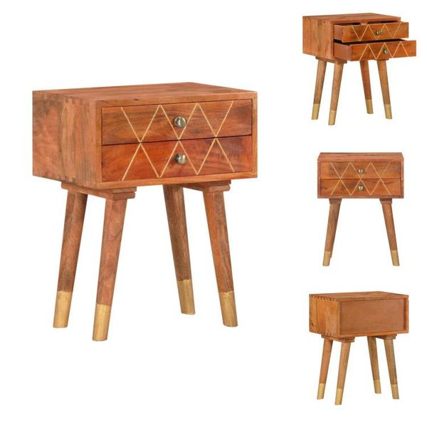 Vidaxl Comodino 43×30×58 Cm In Legno Massiccio Di Mango - Comodini-image