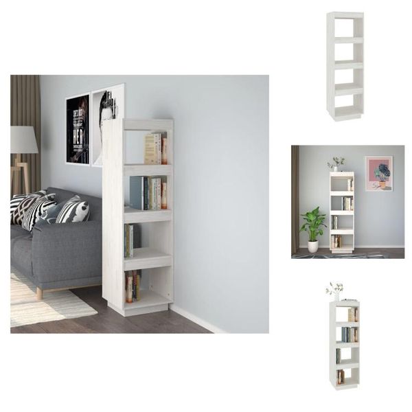 Vidaxl Libreria/Divisorio Bianco 40X35X135 Cm In Legno Di Pino Massiccio - Librerie E Scaffali-image