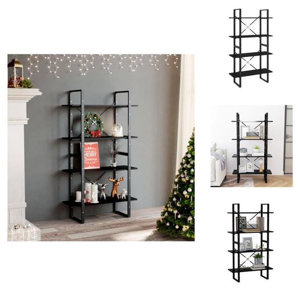 Vidaxl Libreria 4 Scomparti Nera 80X30X140 Cm Materiale A Base Di Legno - Librerie E Scaffalature-image