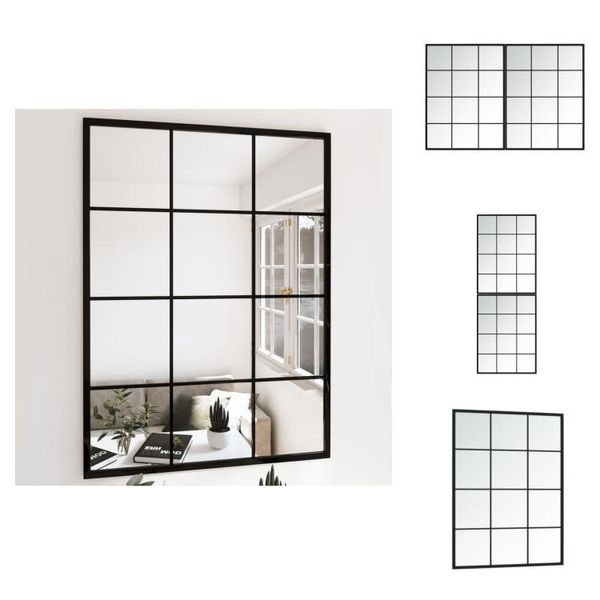 Vidaxl Specchio Da Parete 2 Pezzi Nero 80X60 Cm In Metallo - Specchio-image