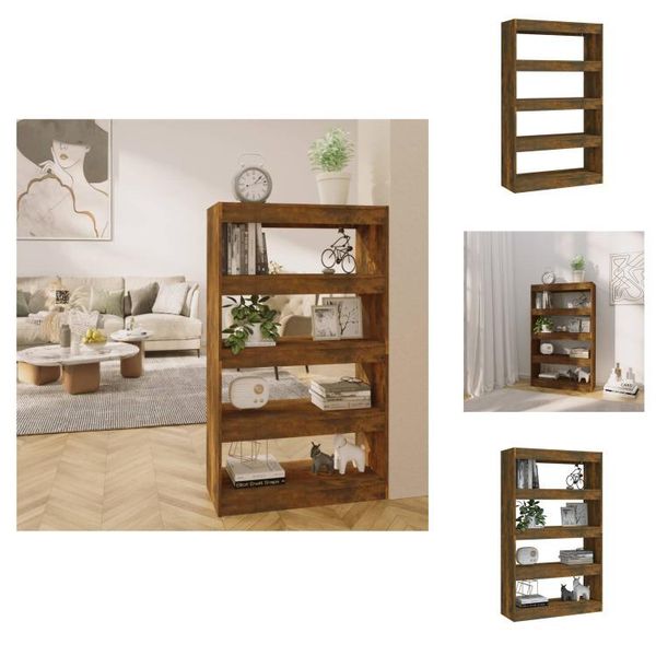 Vidaxl Libreria/Divisorio In Rovere Affumicato 80X30X135 Cm Materiale A Base Di Legno - Librerie E Scaffali-image