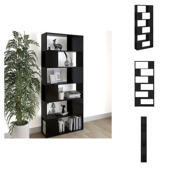 Vidaxl Libreria Divisoria Nera 80X24X186 Cm In Materiale Ligneo - Librerie E Scaffali-image