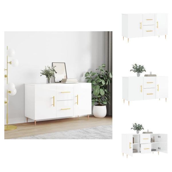 Vidaxl Credenza Bianca Lucida 100X36X60 Cm Materiale Legno - Credenze-image