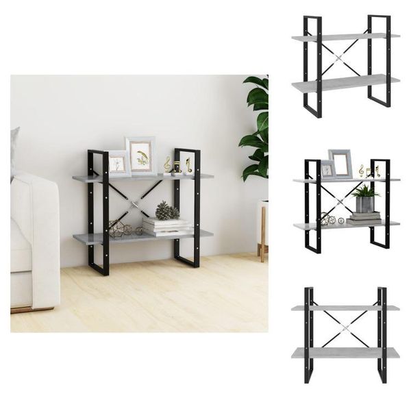 Vidaxl Libreria 2 Scomparti Grigio Cemento 80X30X70 Cm In Legno - Librerie E Scaffalature-image