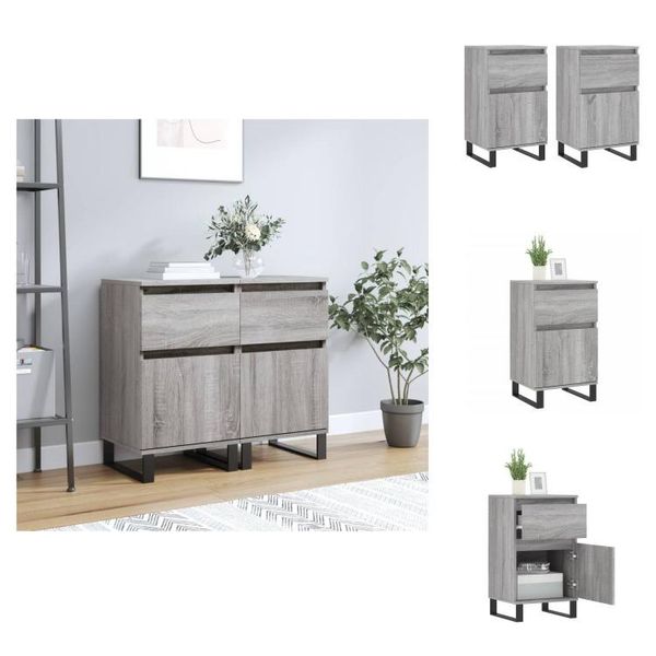 Vidaxl Credenze 2 Pz. Grigio Sonoma 40X35X70 Cm Materiale A Base Di Legno - Credenze-image